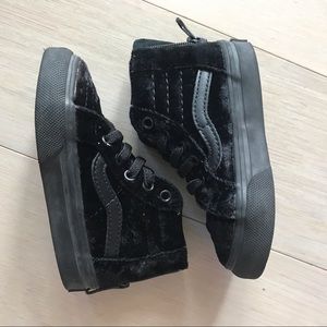 Vans, color: black, material: velvet, size: 4.5. Gently used.